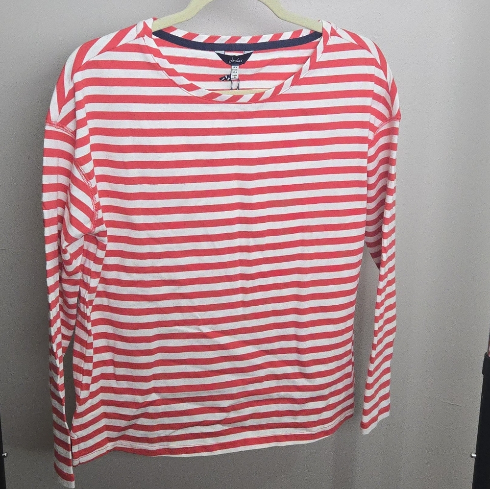Coral Striped Knit Top